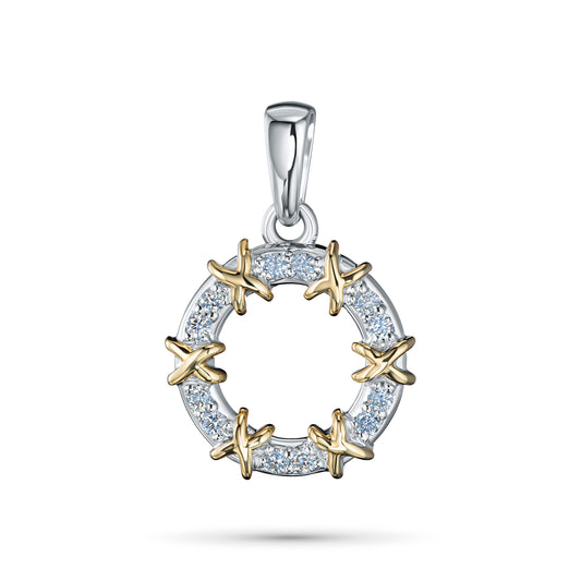 14K White-yellow Gold Pendant with Lab-Created Diamonds