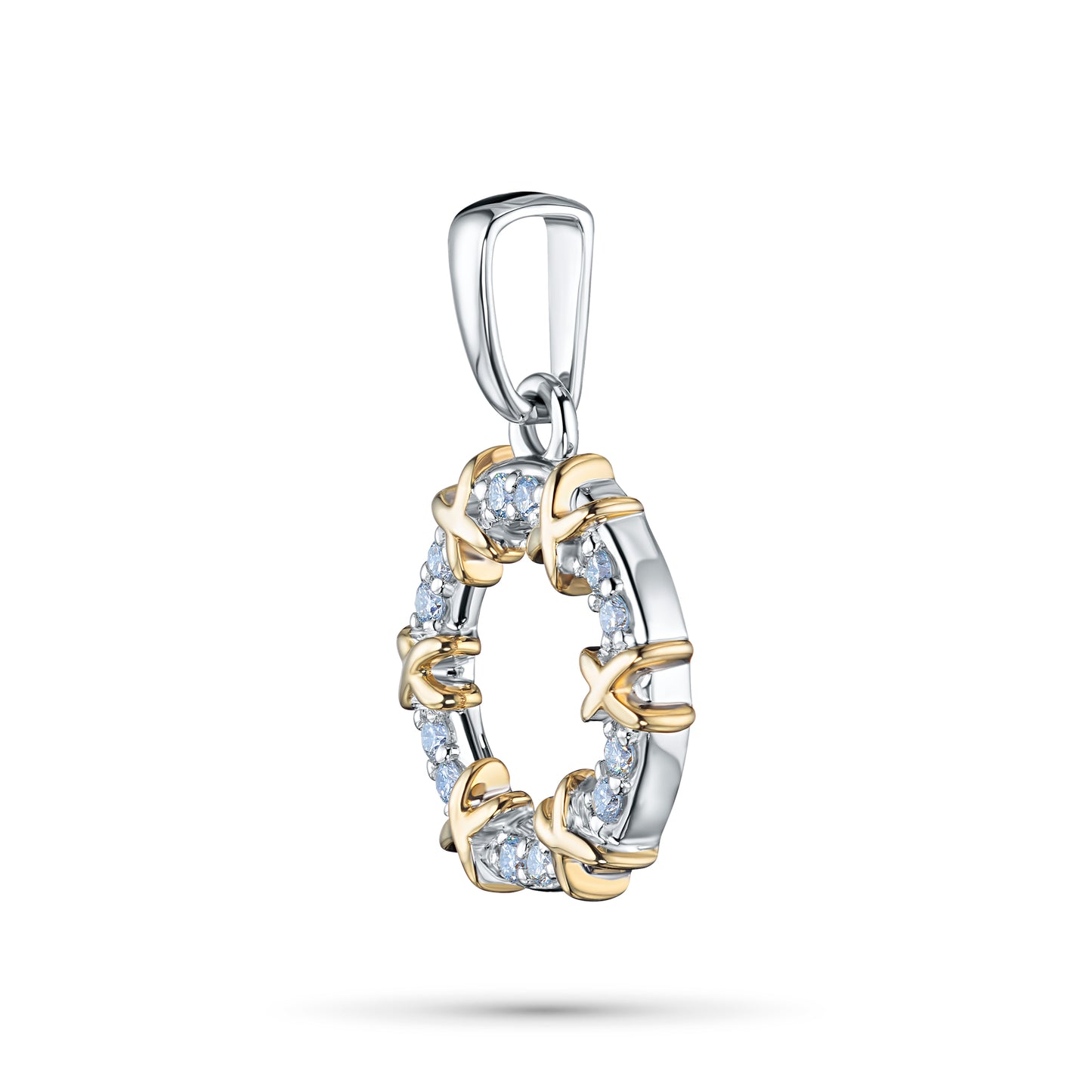 14K White-yellow Gold Pendant with Lab-Created Diamonds