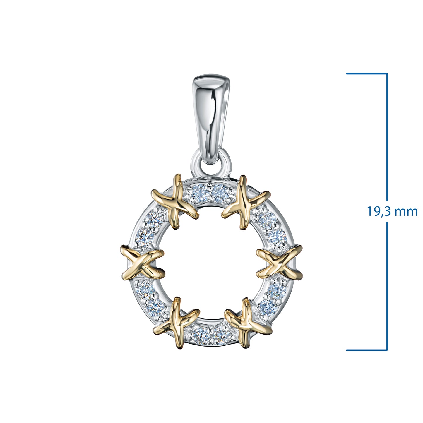14K White-yellow Gold Pendant with Lab-Created Diamonds