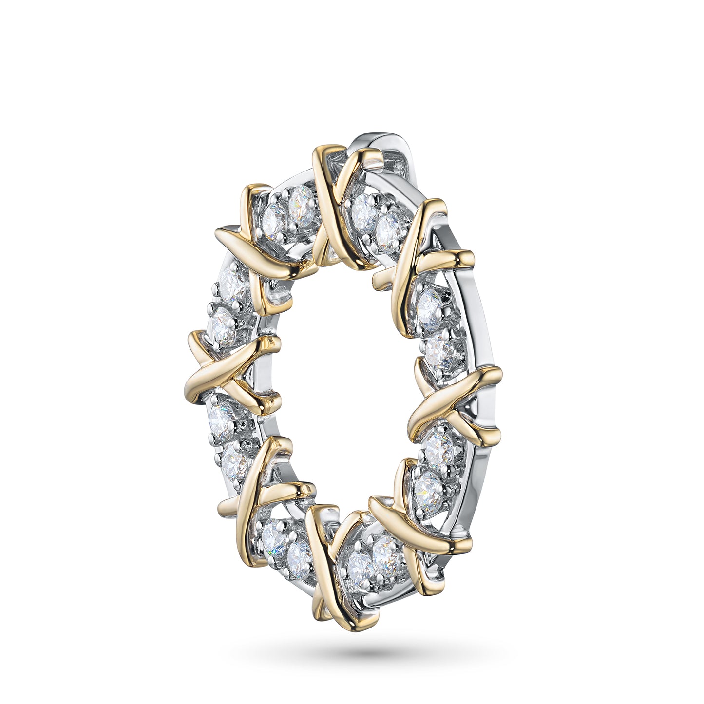 14K White-yellow Gold Pendant with Lab-Created Diamonds