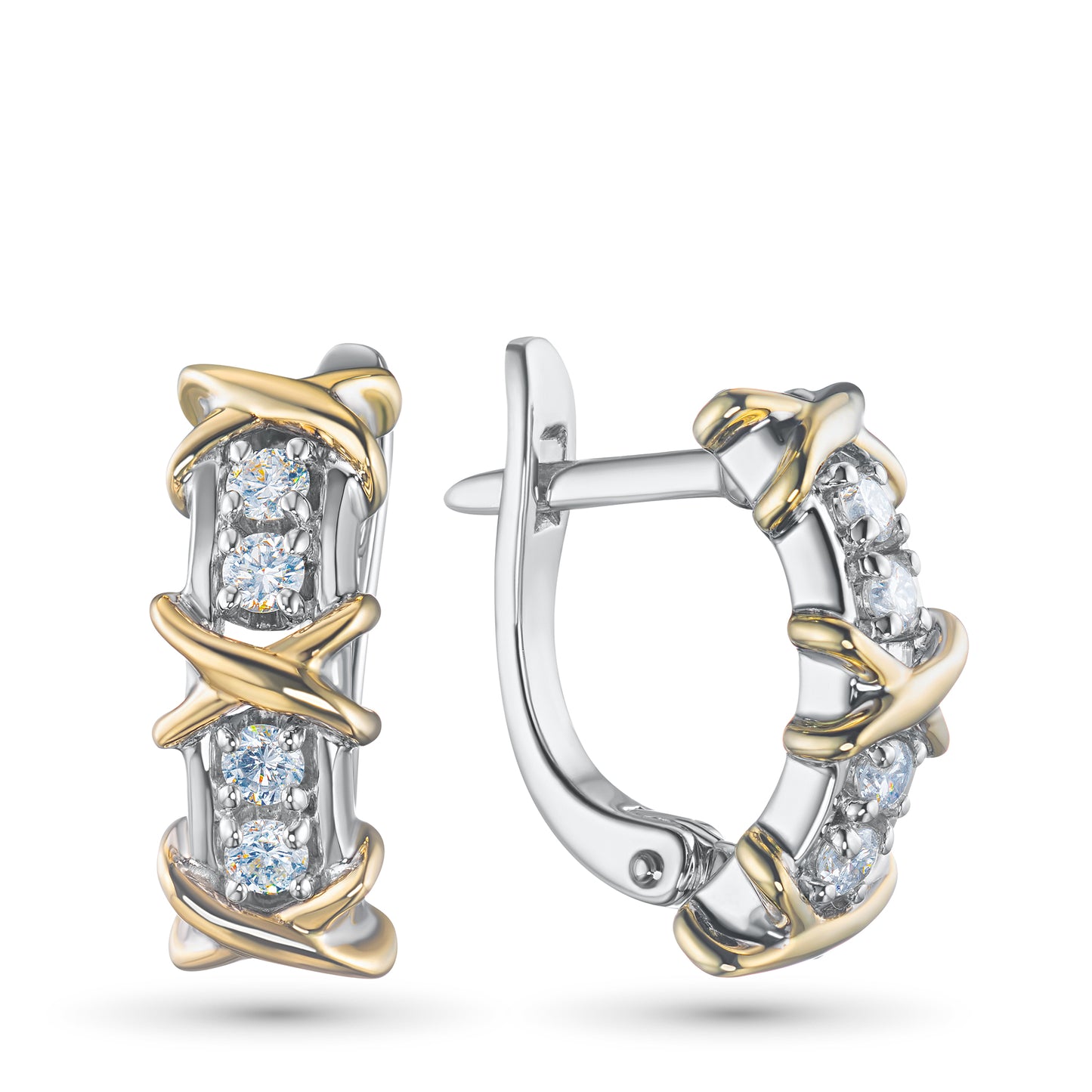 14K White-yellow Gold Earrings with Lab-Created Diamonds